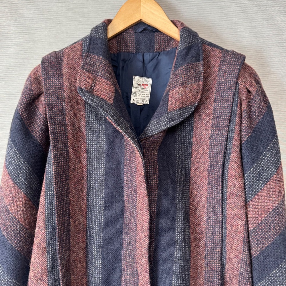 Vtg Avoca Collection Irish Tweed Wool Jacket Striped - Women's Medium - Purple - Picture 9 of 12